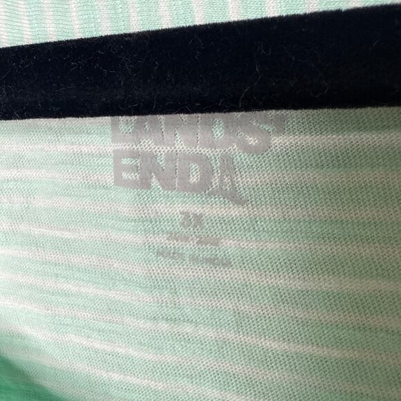 Lands' End Women's Plus Size Slub Wedge T-Shirt SZ 3X Mint White Stripes Cotton - Picture 5 of 8